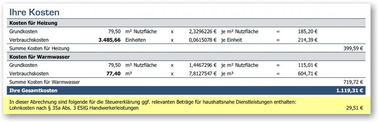 So ist der anteilig errechnete und steuerlich geltend zu machende Betrag in der Brunata Minol Nutzerabrechnung ausgewiesen.
