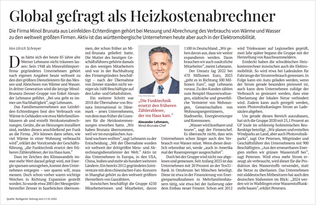 Zeitungsartikel Alexander Lehmann, Minol