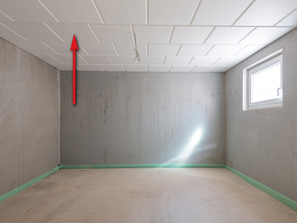 Sichtbare Dämmung Kellerdecke / unterer Gebäudeabschluss Sichtbare Dämmung Kellerdecke / unterer Gebäudeabschluss