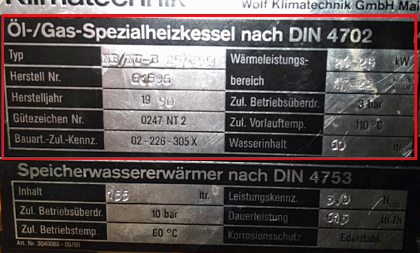 Typenschild Typenschild