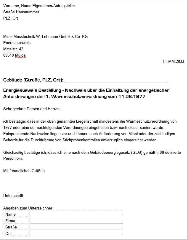 Nachweis Wärmeschutzverordnung Nachweis Wärmeschutzverordnung