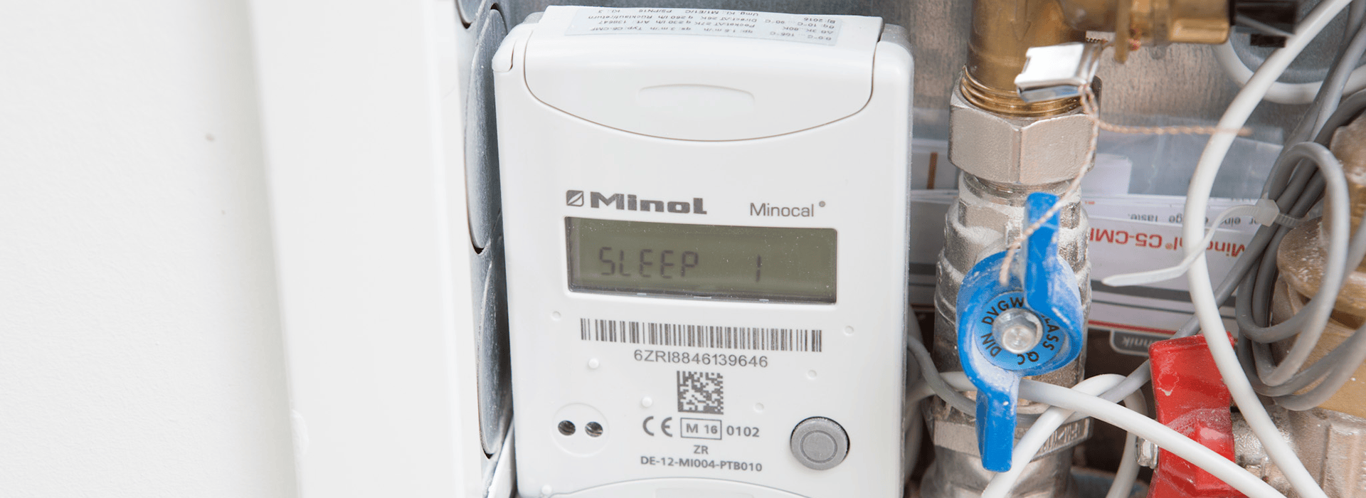 Einbausituation eines Minol Minolcal Wärmezählers