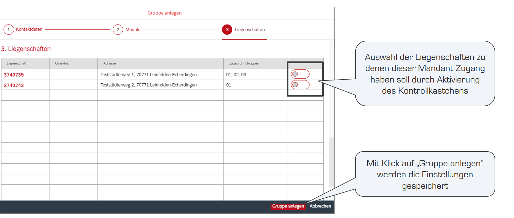Log-in mit Gruppenzugang