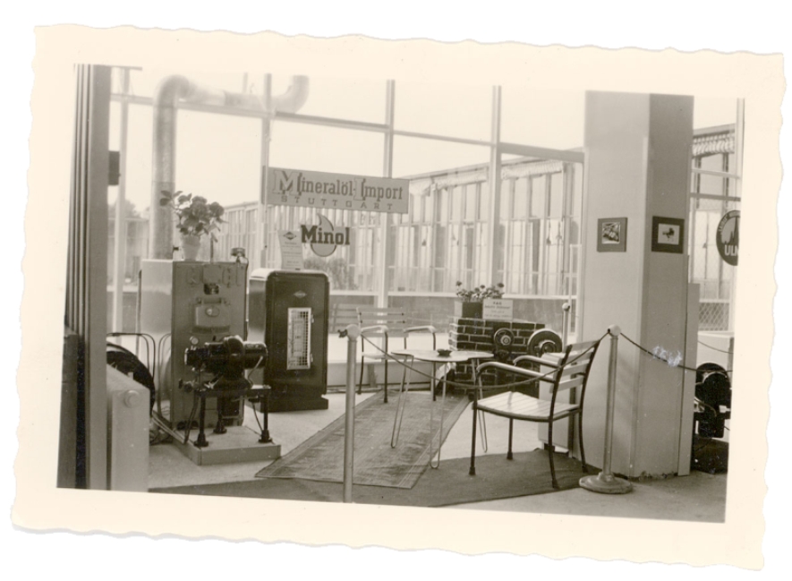 Minol Stuttgart im Jahr 1948: Ausstellungsraum der Minol Mineralölimport
