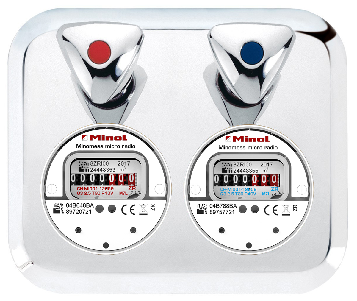 Querströme im Einhebelmischer: Minol Unterputzzähler Minomess Micro