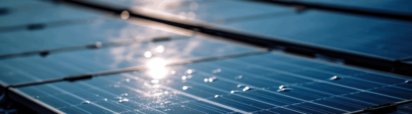 Solarzellen, die von der Sonne angestrahlt werden