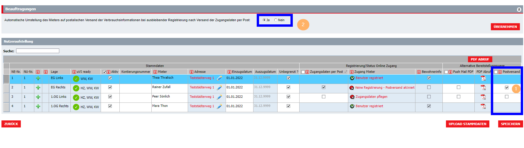 Postversand von unterjährigen Verbrauchsinformationen (Alternative 2)