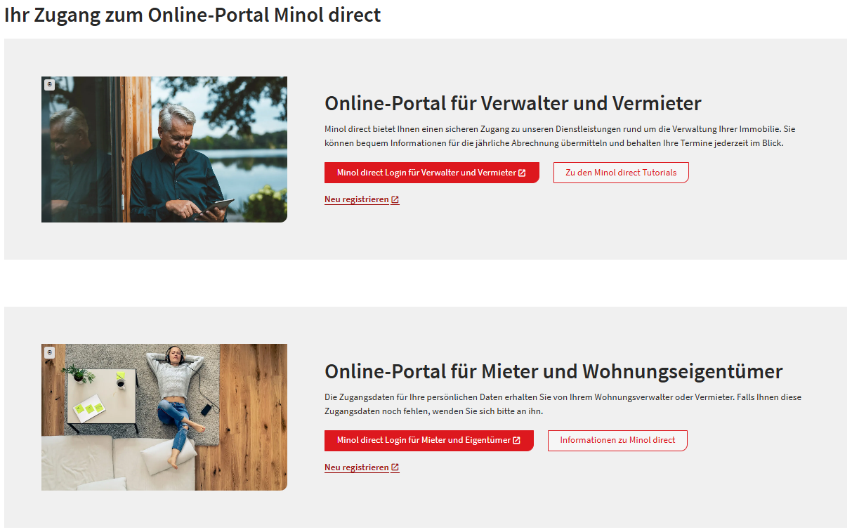 Minol Direct Login für Vermieter und Verwalter